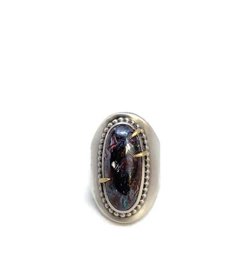 Boulder Opal Shield Ring