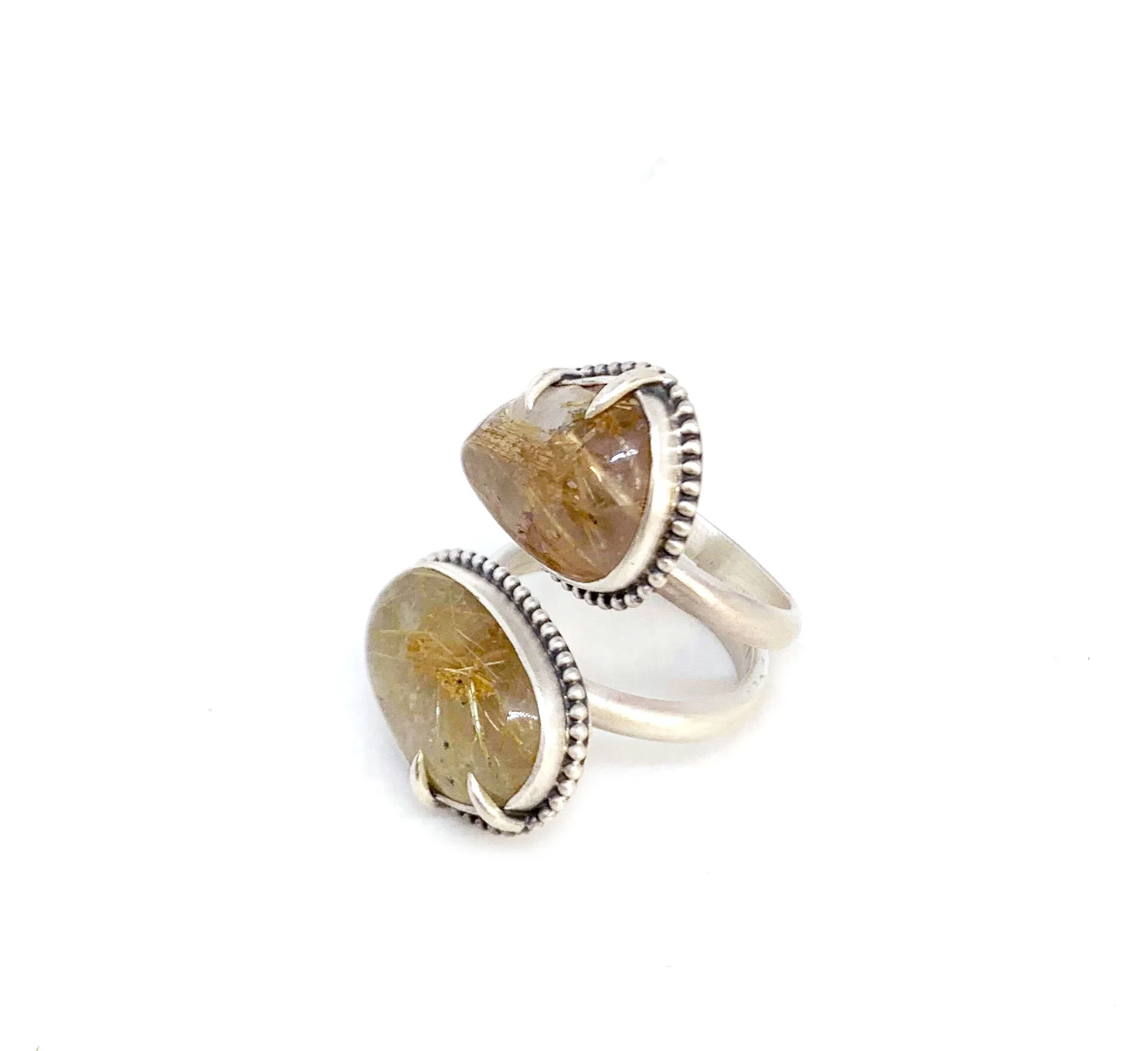 Rutilated Quartz Split Shank Ring