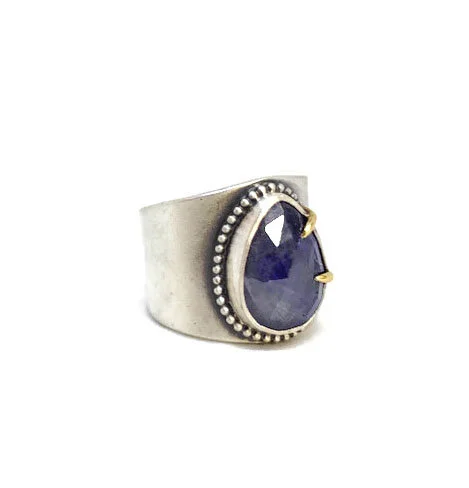 Sapphire Shield Ring