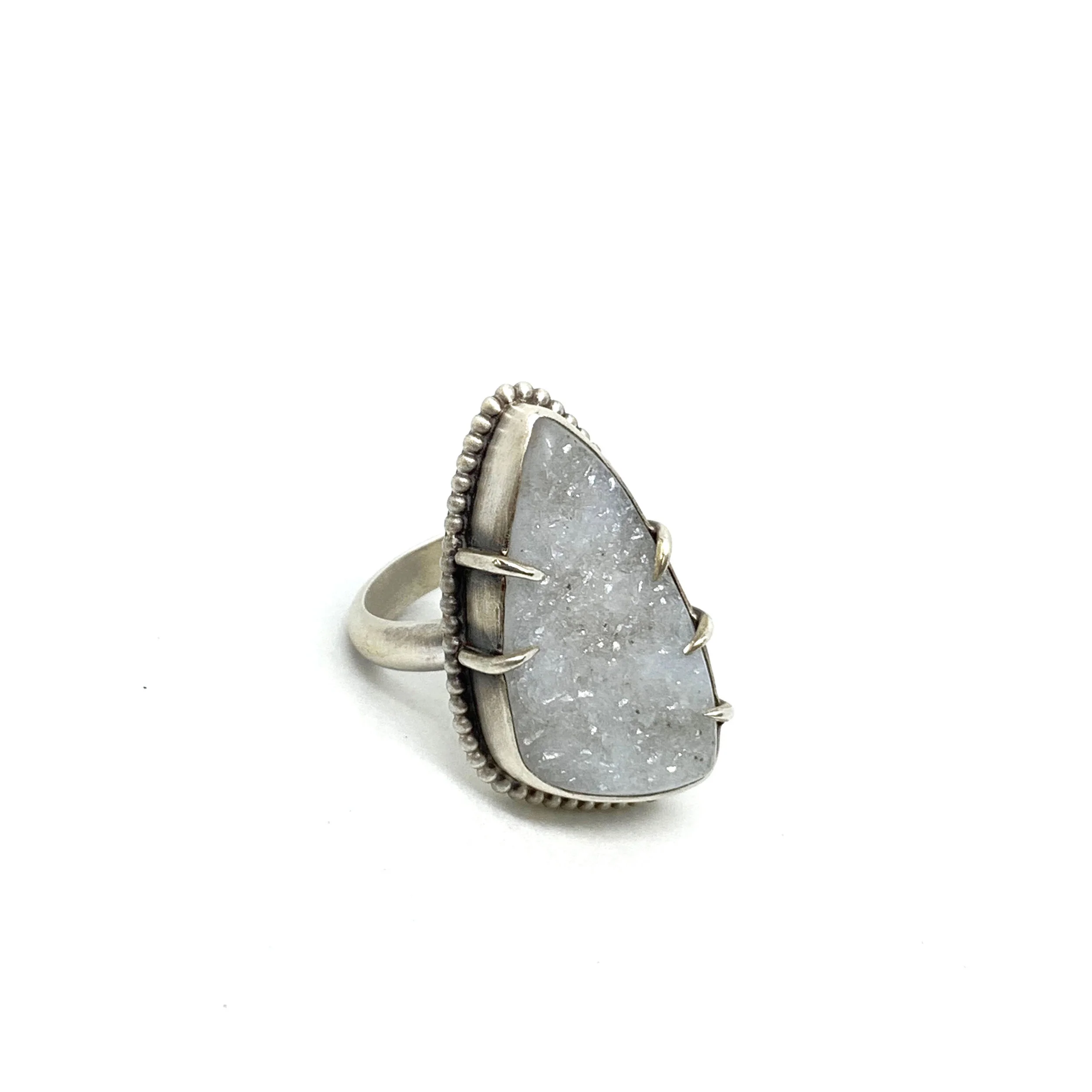 White Drusy Ring