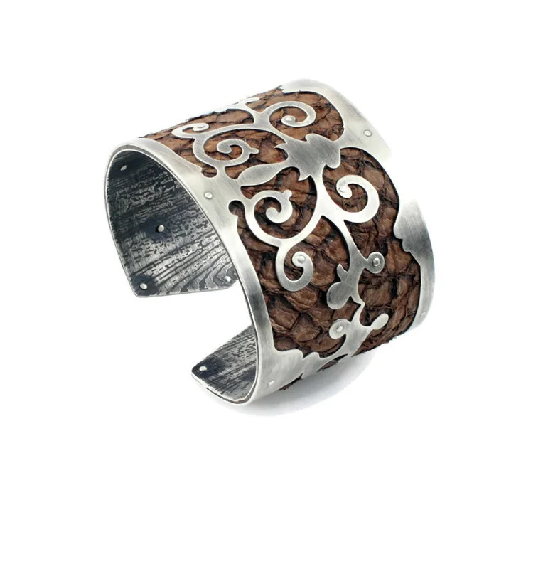 Etched Leather Cuff
