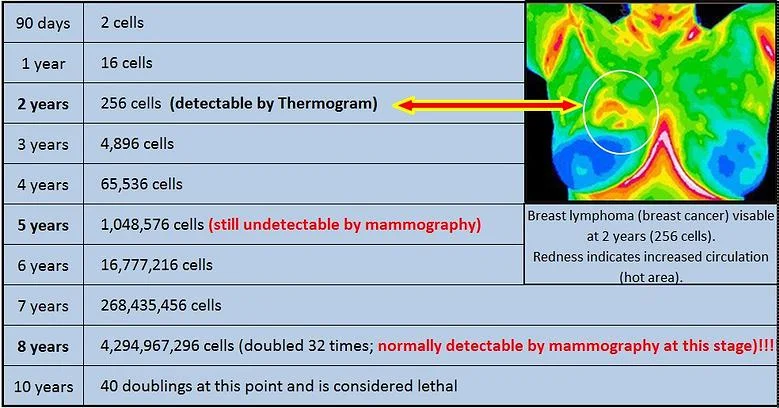 This chart is showing cancerous tumor cells. Thermography measures increases in blood supply to growing tumors which may or may not be cancerous.