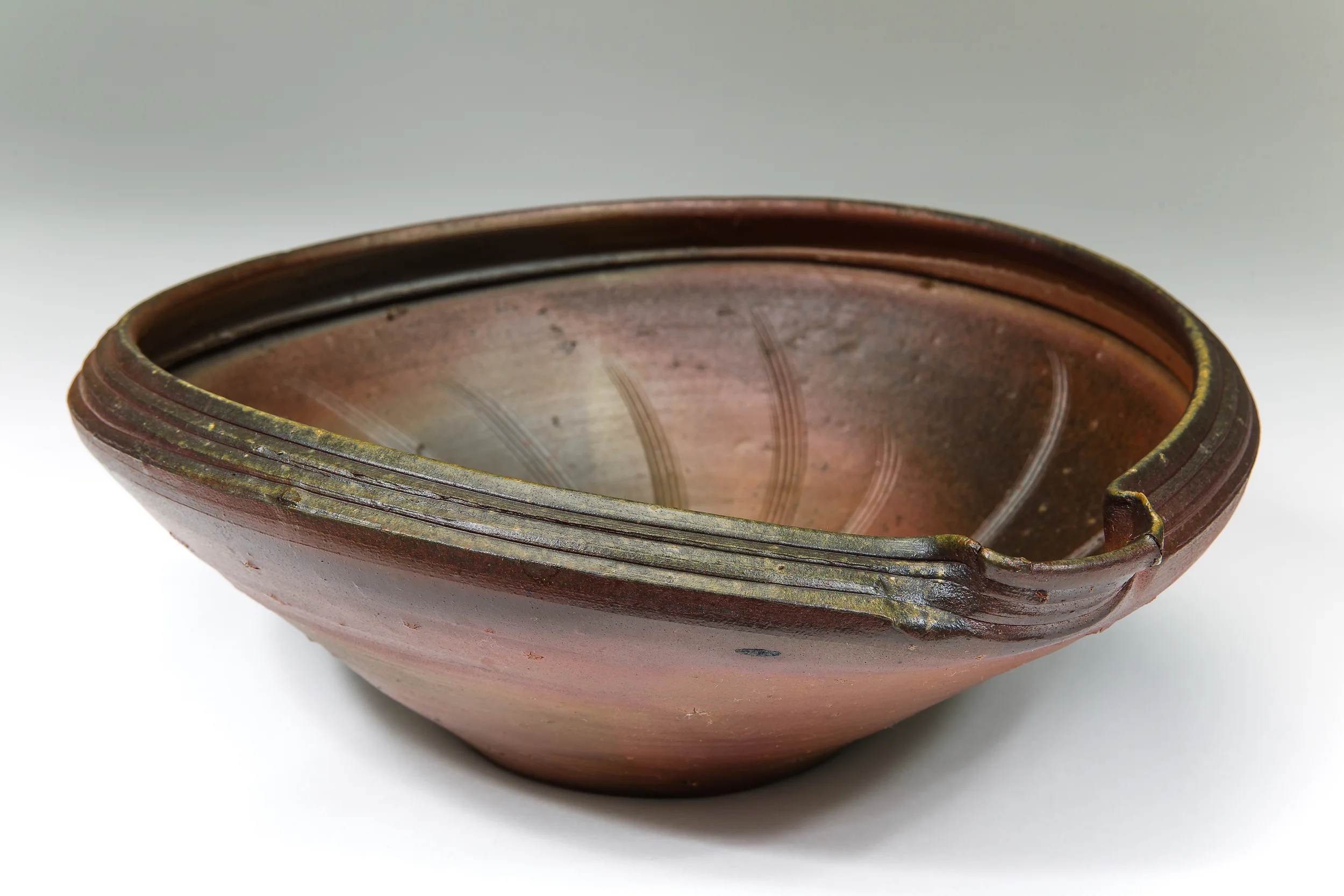  Serving Bowl with Spout and Incised Lines, Wood Fired Stoneware, 2013 