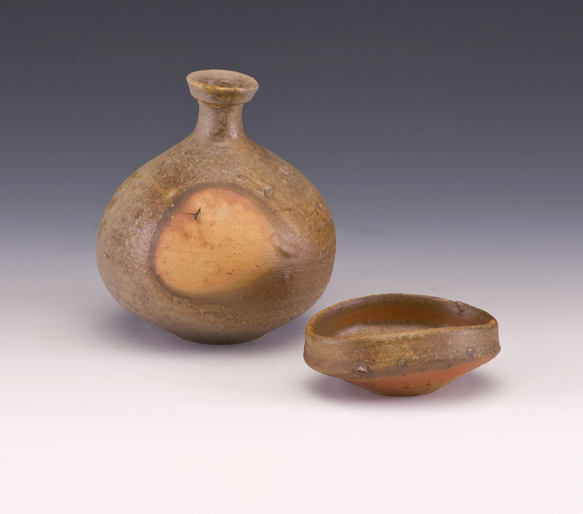  Bottle with Cup, Wood Fired Stoneware, 2010 