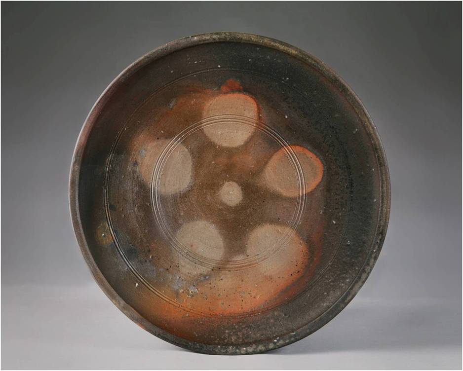 Platter with Incised Lines, Wood Fired Stoneware, 2007 
