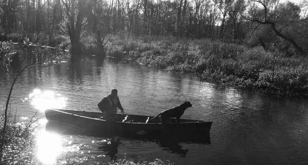 Luke and I in Canoe (B&W).jpg