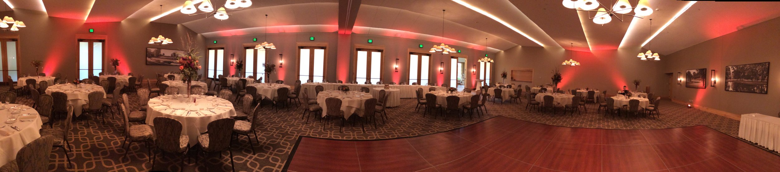 Uplighting provided by Beautiful Day DJs at Hazeltine National Golf Club.