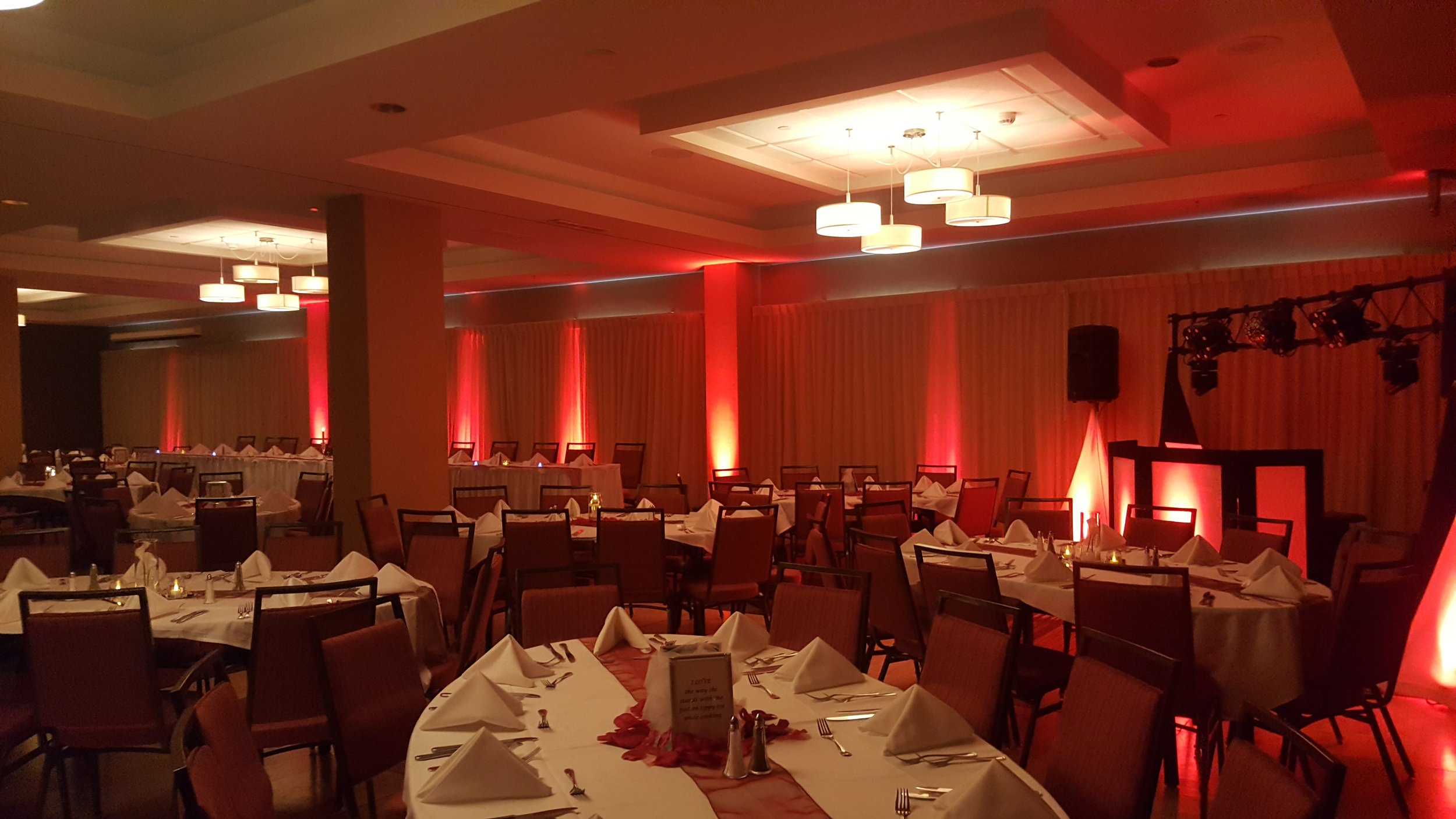 Uplighting by Impressions Mobile Music at the Courtyard by Marriott in downtown St. Cloud