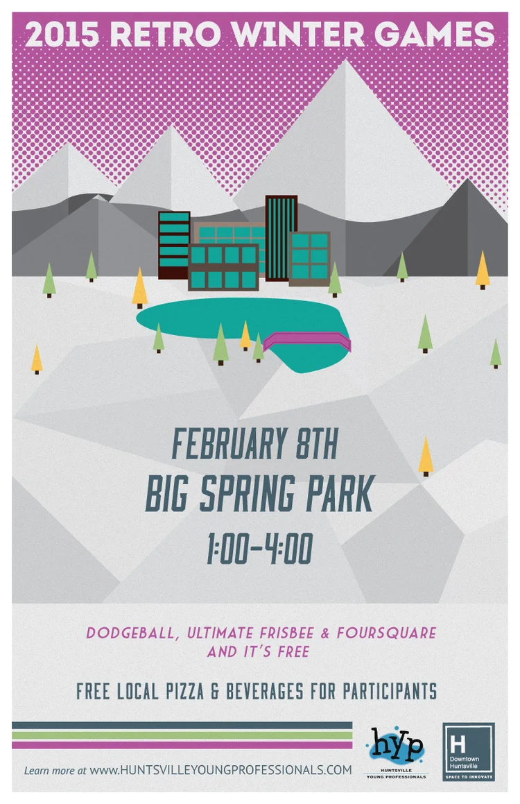 Time to turn Big Spring Park into a playground for the 3rd time! With the support of Downtown Huntsville, Inc. ., Huntsville Young Professionals is hosting another round of Retro Games! We will be meeting near the YMCA on Spragins street. Games this February 8th will be: - Four Square - Dodgeball - Ultimate Frisbee Downtown Huntsville Inc (DHI) will be providing FREE PIZZA and "refreshments" for those over 21. Have suggestions of other games? Let us know!