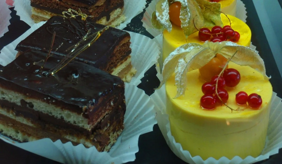 Opera and mango mousse