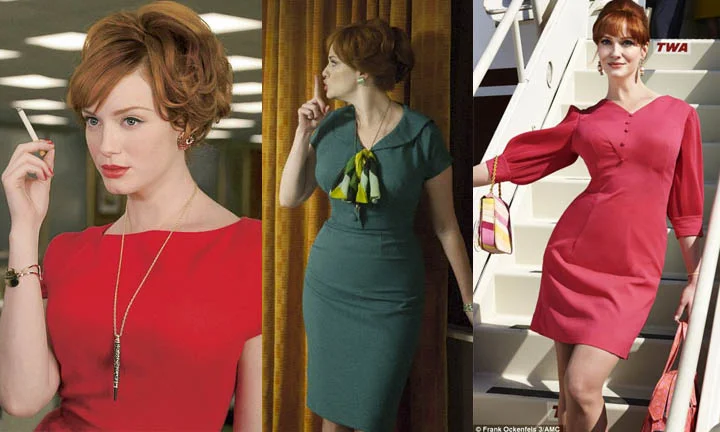 Joan Halloway. The absolute baddest bitch to ever grace our tv screens. She oozed sex appeal and sass. Even in her conservative dresses she couldn't hide her dominating aura or those voluptuous "hillsides" as Roger would say. Joan covered up in bold business wear, richly colored and with minimal accessories. She wanted to seen as more than a "whole lot of woman" in this man's world. Joan was the backbone of the office, and she scratched her way to the top, with razor sharp claws that always matched her lipstick. In 2017 Joan could be seen in wiggle dresses and a-line pants, powerful silhouettes. She'd still be rocking those bold one-piece outfits, like an off-the-shoulder jumpsuit or a solid fuchsia dress with stylized sleeves. Joan always has, and always will, dress to stand out and stand tall.