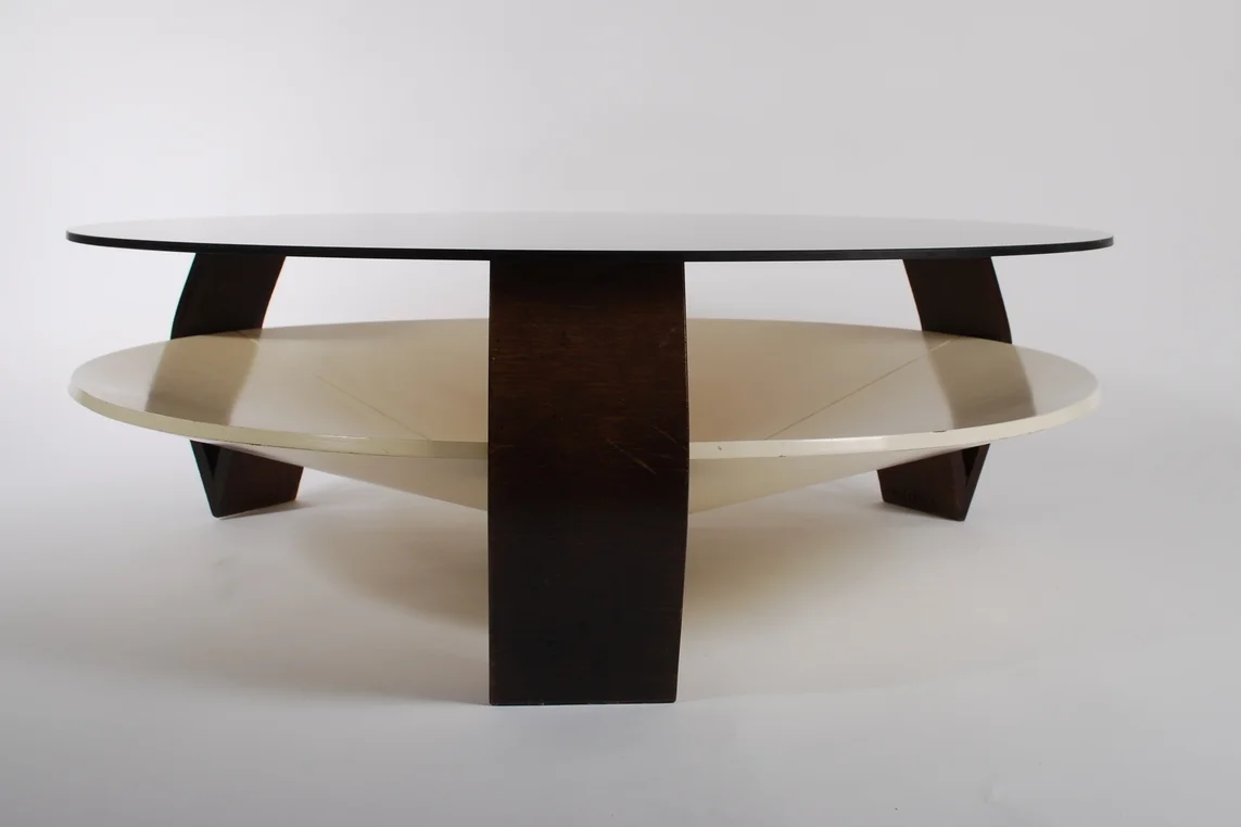 Coffee Table Smoked Glass and Wenge Wood, 60's