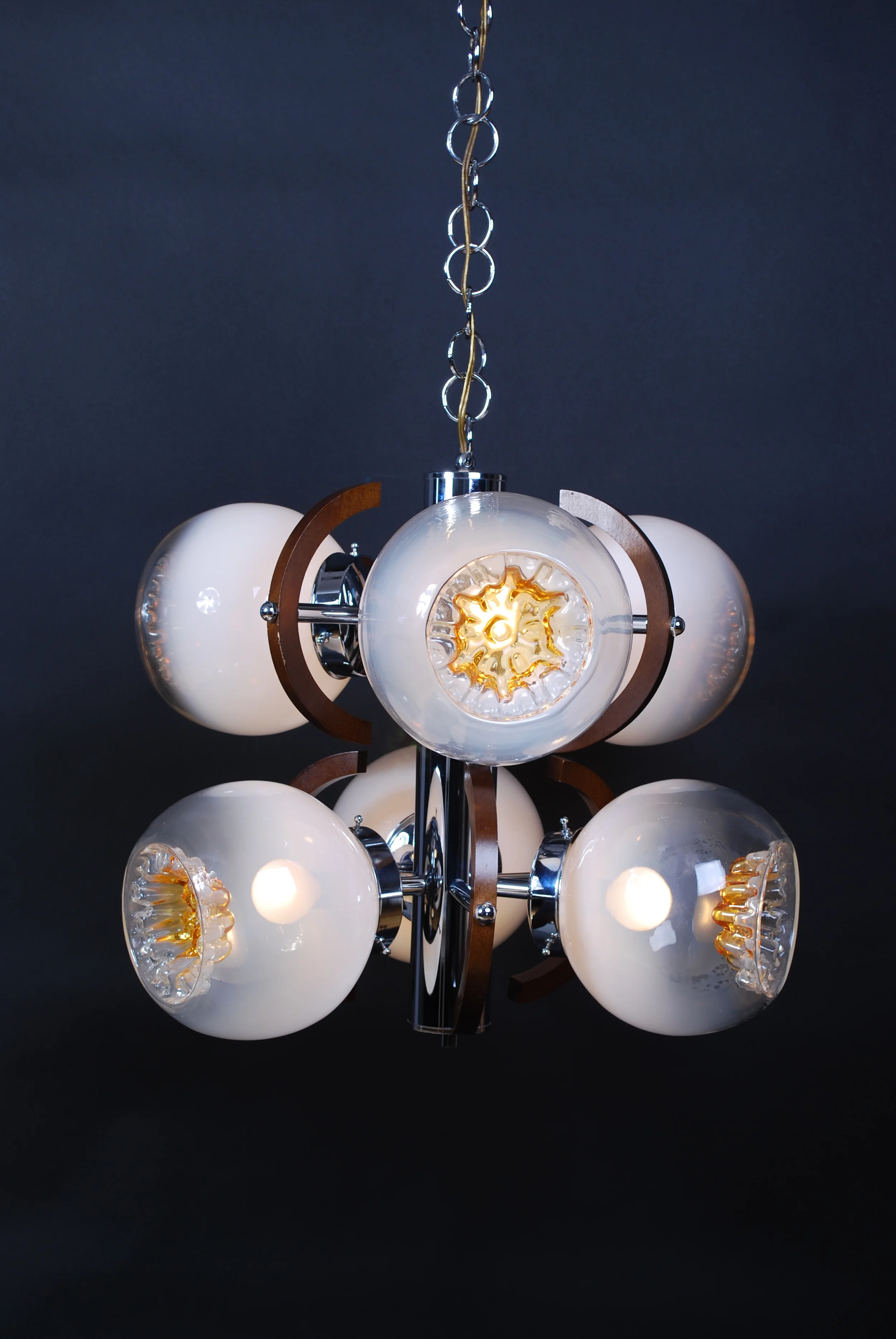 Mazzega Murano glass hanging lamp with 6 shades