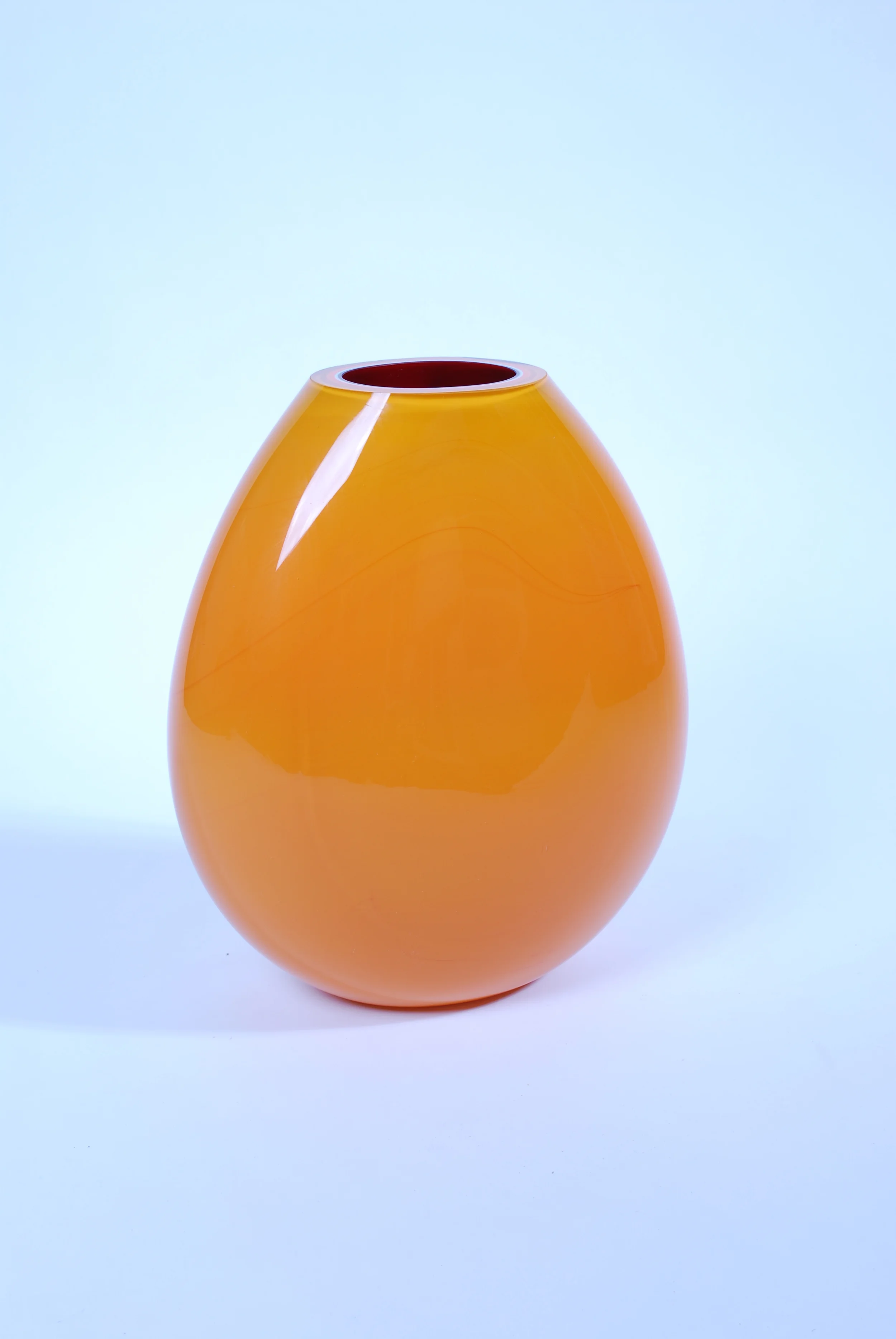 Large hand made orange glass vase XL