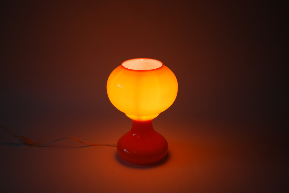 Table Murano Glass Orange Lamp Italy, Murano Glass Table Lamp Vintage