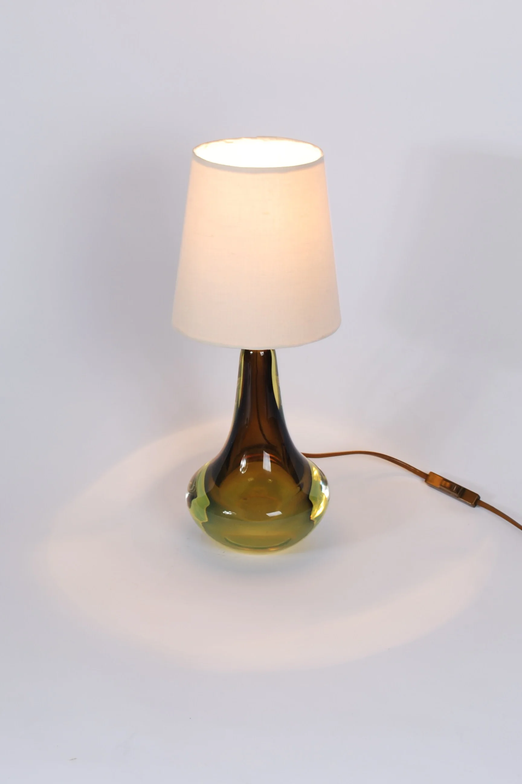 Green Murano glass table lamp with shade, 50's