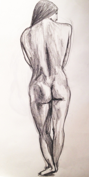 For the past year I've been using charcol on newsprint - tonight I decided I'd try a different paper, a bright white sketch paper. Turns out the charcol I had been using behaves completely different on this surface. So I tried using graphite instead. Yuck was my first reaction, every mark I made felt uncomfortable and embarrassing. I stuck with it and started getting used to it as I loosened up. I like this drawing. I plan on using these materials: graphic and the white sketch pad paper until I have a sense of accomplishment. Just an FYI 