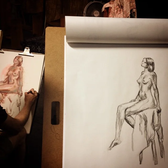 Sometimes I become super confused by the model's proportions and shape. I'm not sure why but it happens and every pose and every drawing I make feels really off and out-of-proportion. It's feels like I'm on a different planet. I find it challenging. That part is good, I suppose.