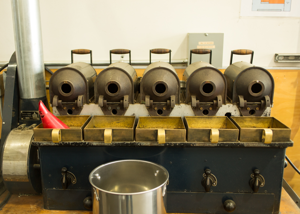 Probat Five barrel sample roaster used to test small batches of coffee...