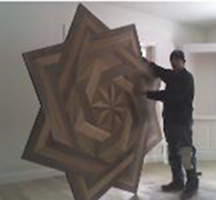 Large White oak and walnut floor medallion