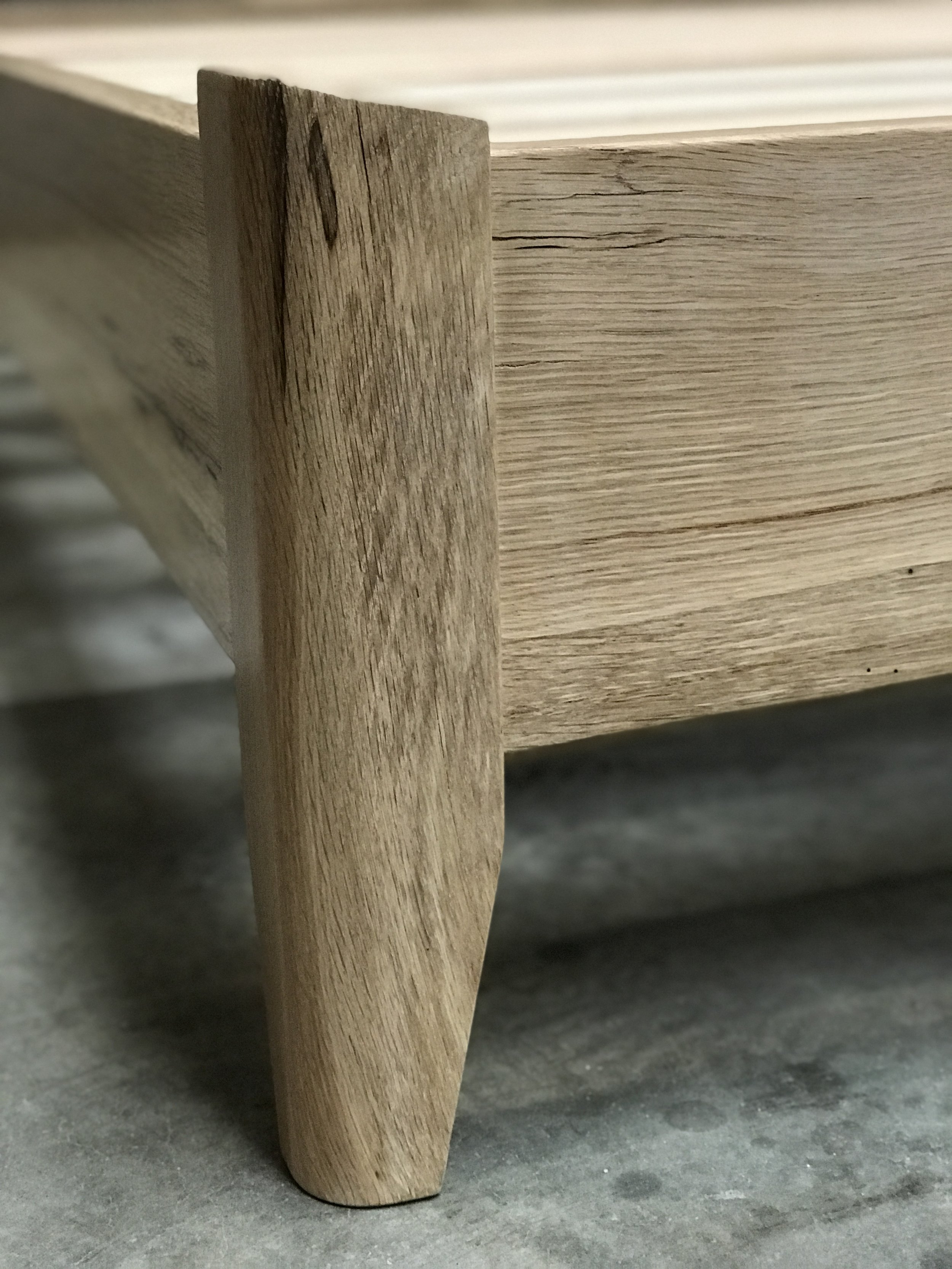 The Jack Ellis Company - Custom Live Edge White Oak Bed detail