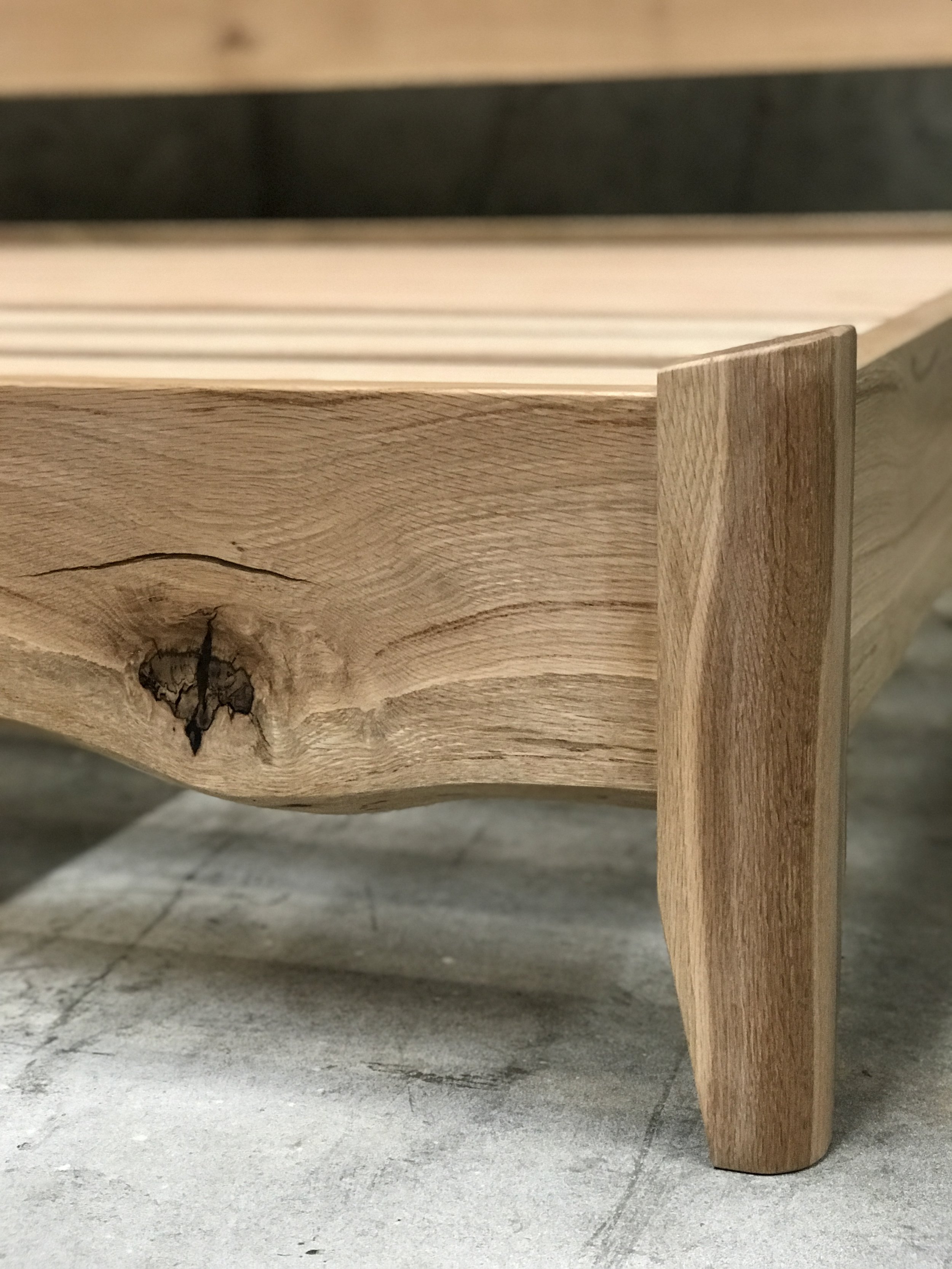 The Jack Ellis Company - Custom Live Edge White Oak Bed detail