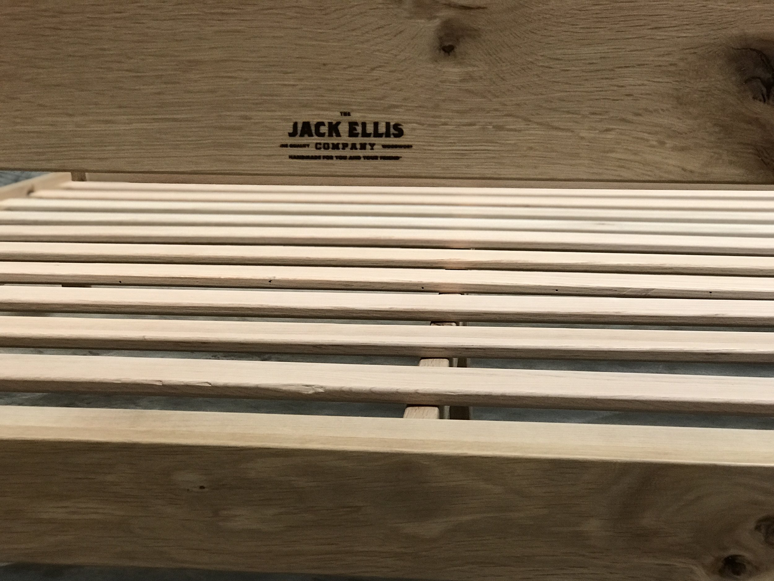 The Jack Ellis Company - Custom Live Edge White Oak Bed detail