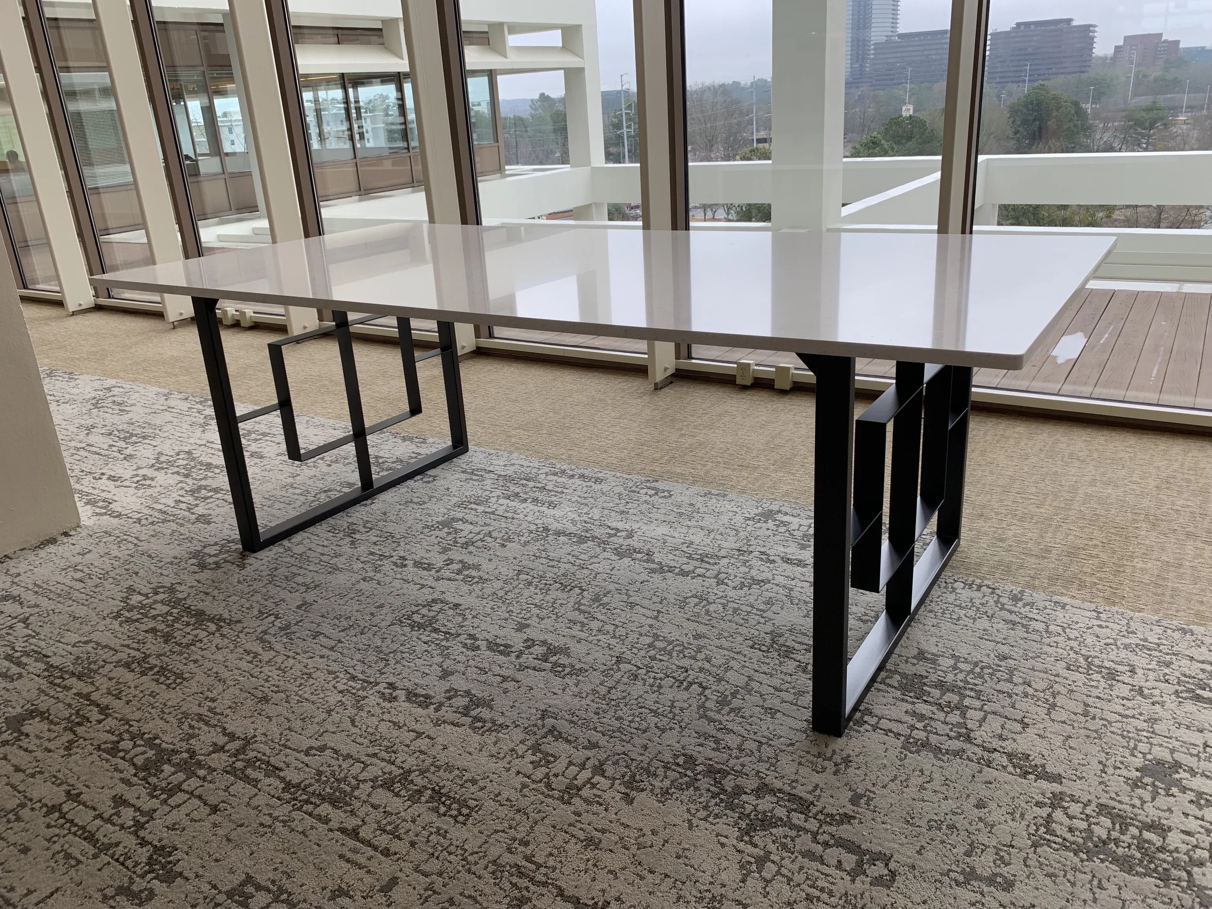 Jack Ellis Company Quartz and steel lobby table