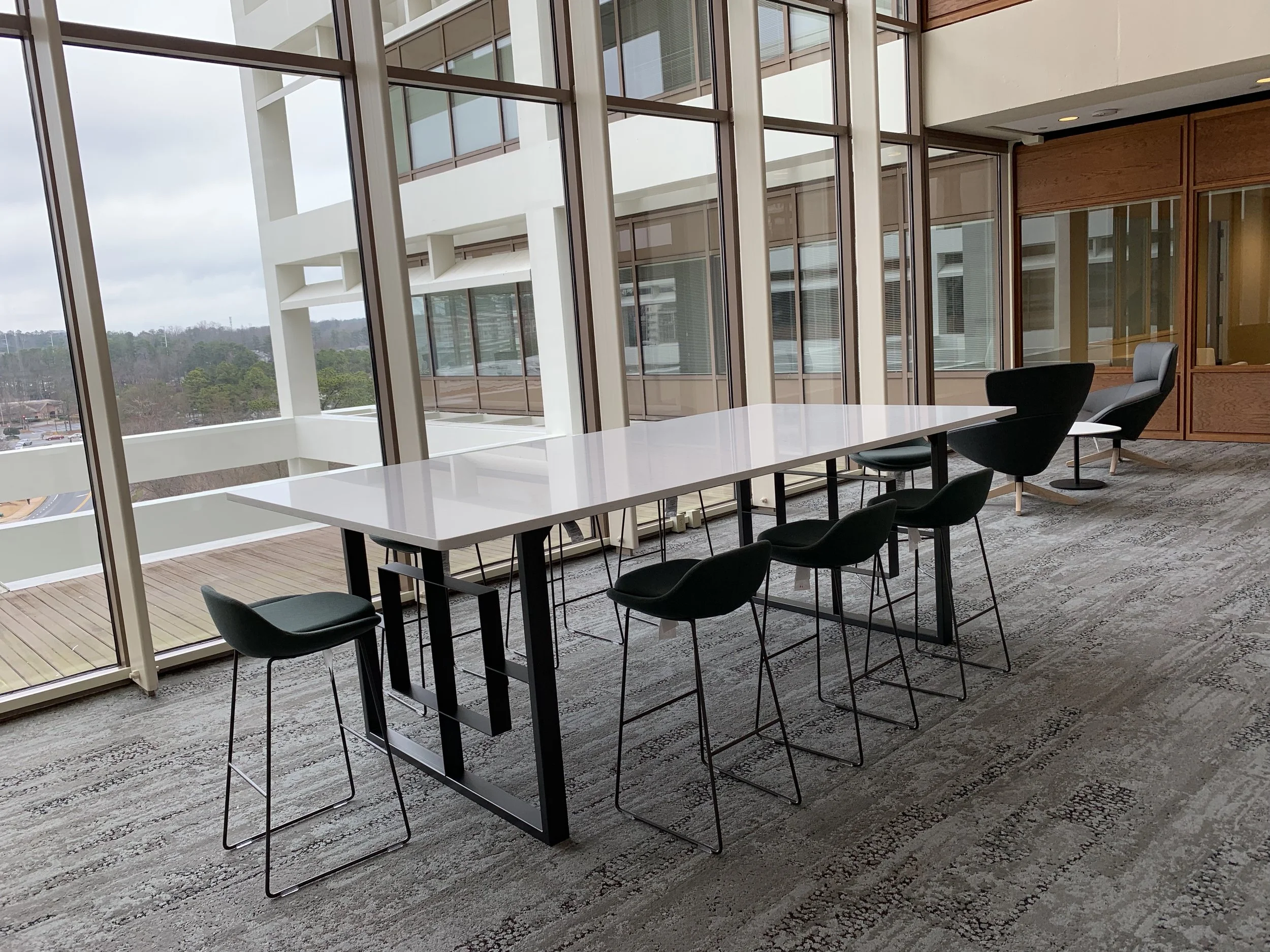 Jack Ellis Company Quartz and steel lobby table