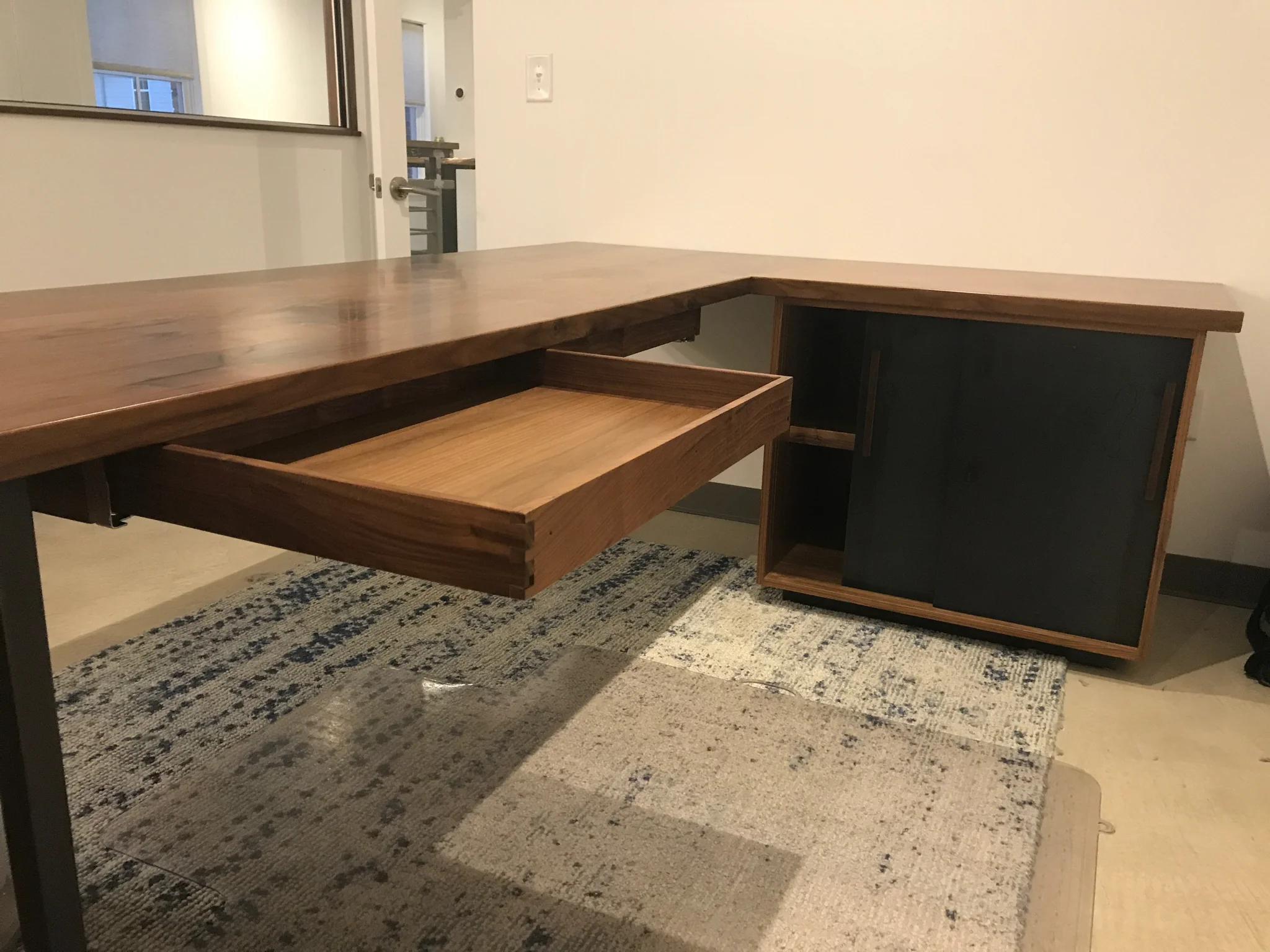 Jack Ellis Company Custom Walnut and Steel Desks