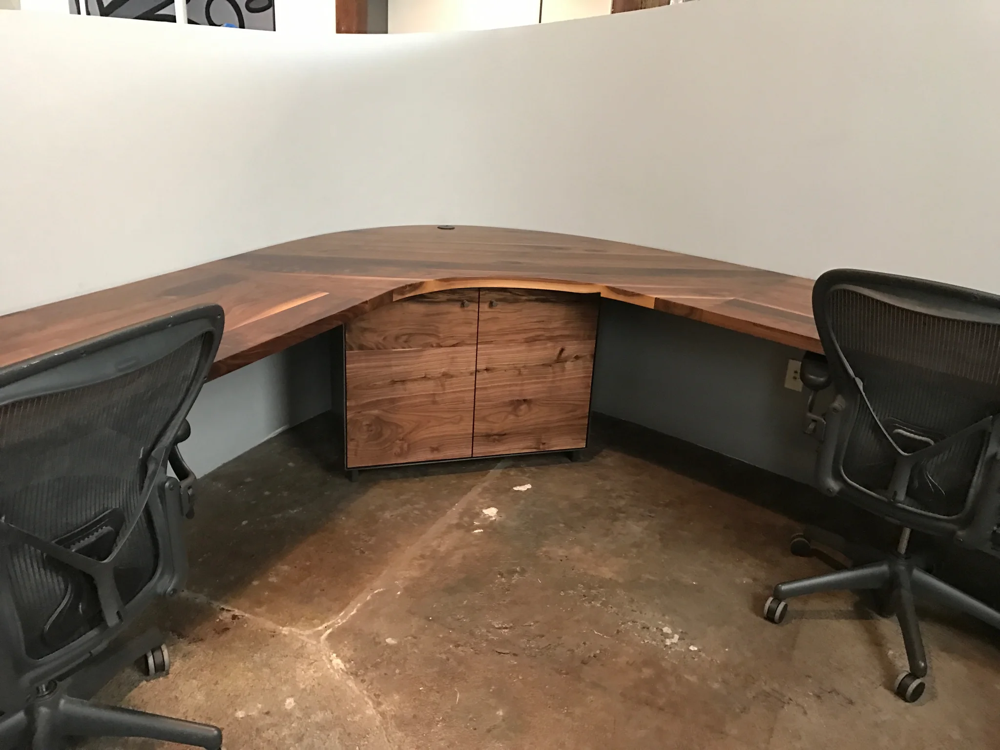 Jack Ellis Company Custom Walnut and Steel Desks