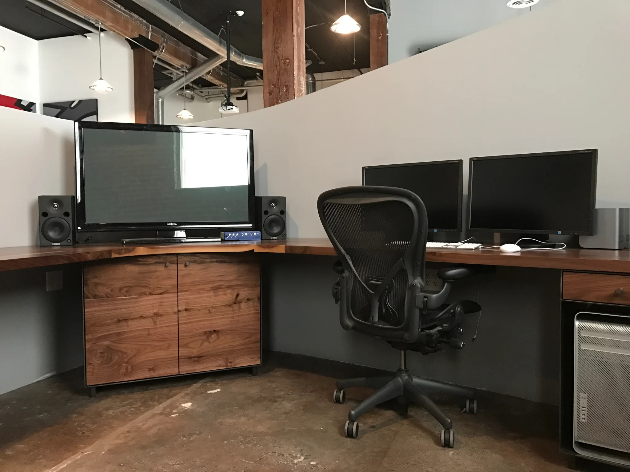 Jack Ellis Company Custom Walnut and Steel Desks