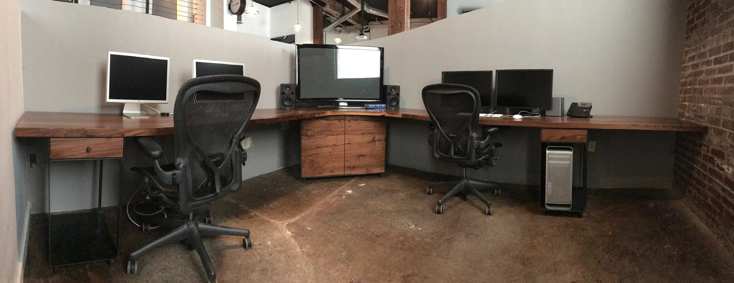 Jack Ellis Company Custom Walnut and Steel Desks