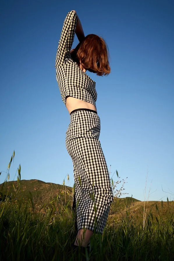 Gingham Pencil Skirt w/ Back Pleat — Pamela Barish