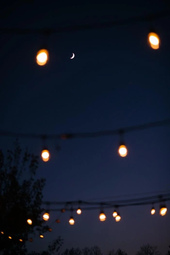 Moon and String Lights