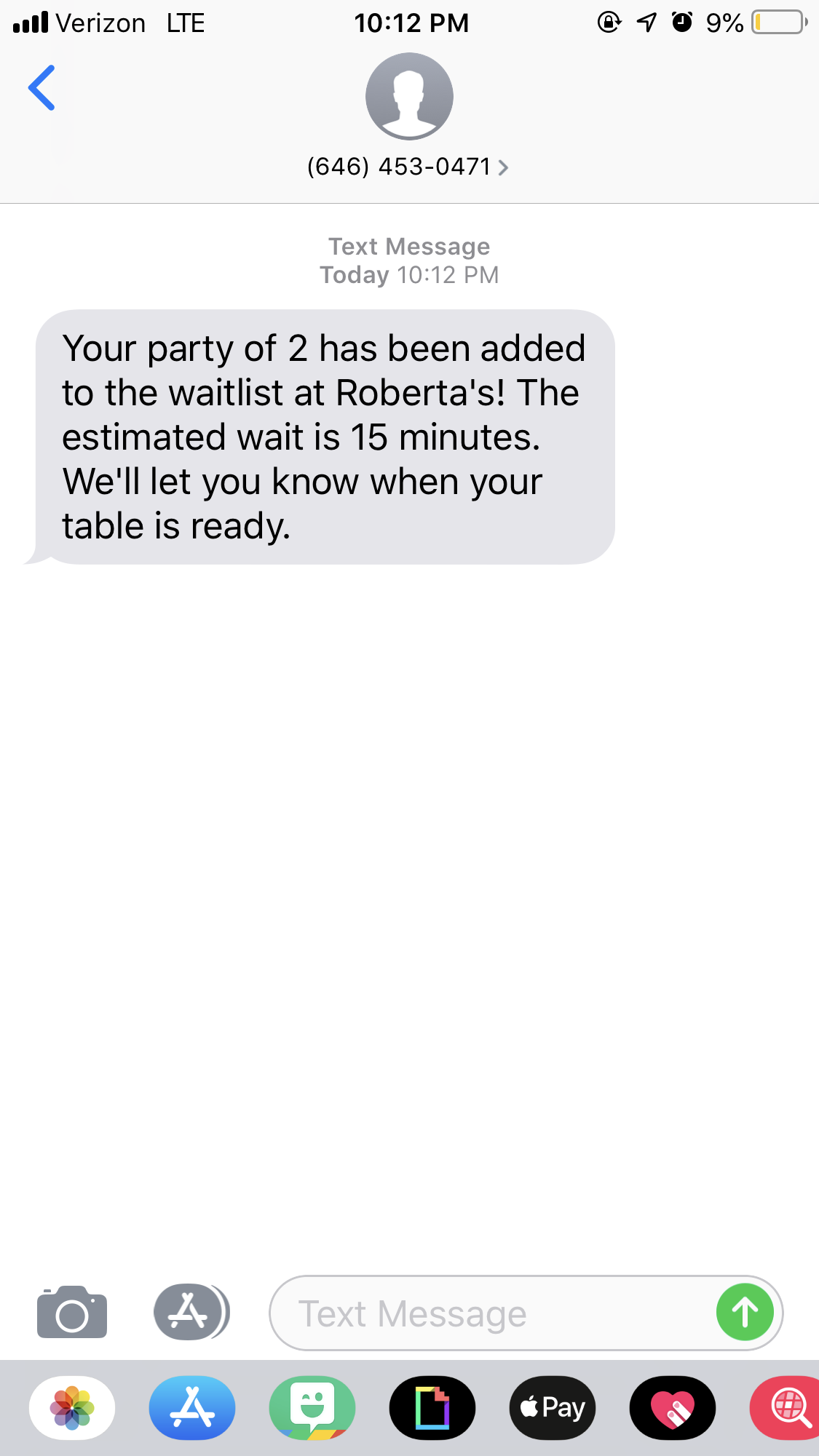 Roberta’s texted me and I felt honored.