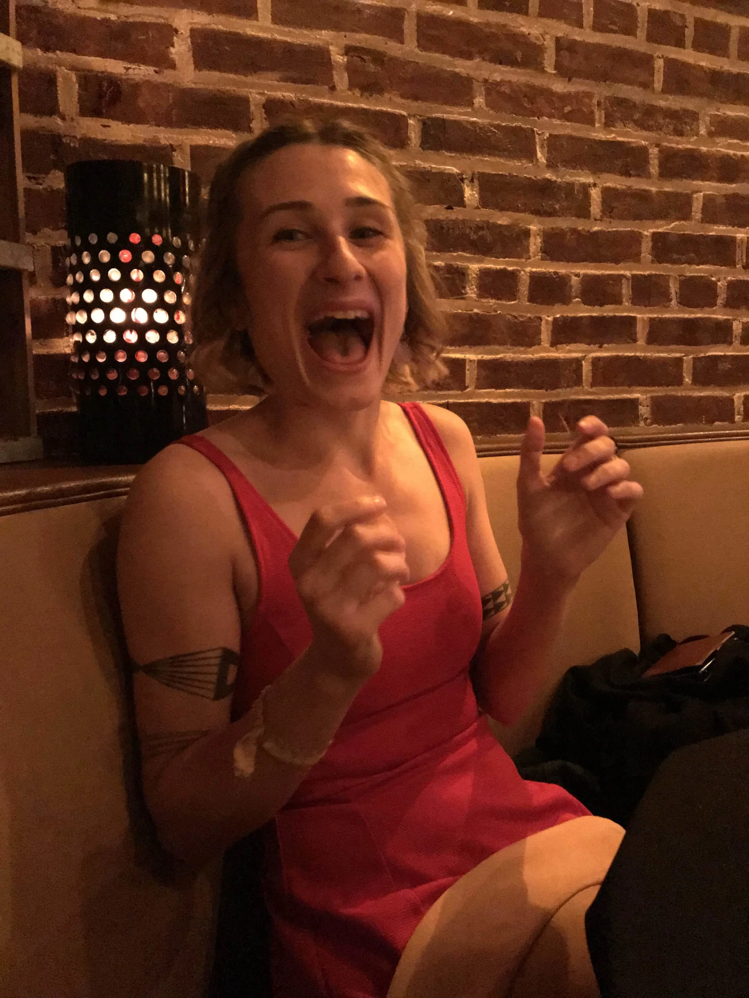 Bailey in a restaurant.