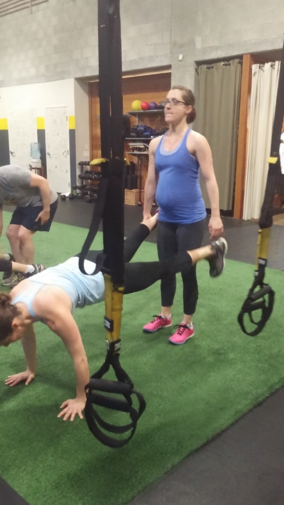 Sarah is really lifting up TWO training partners...get it?! get it?!