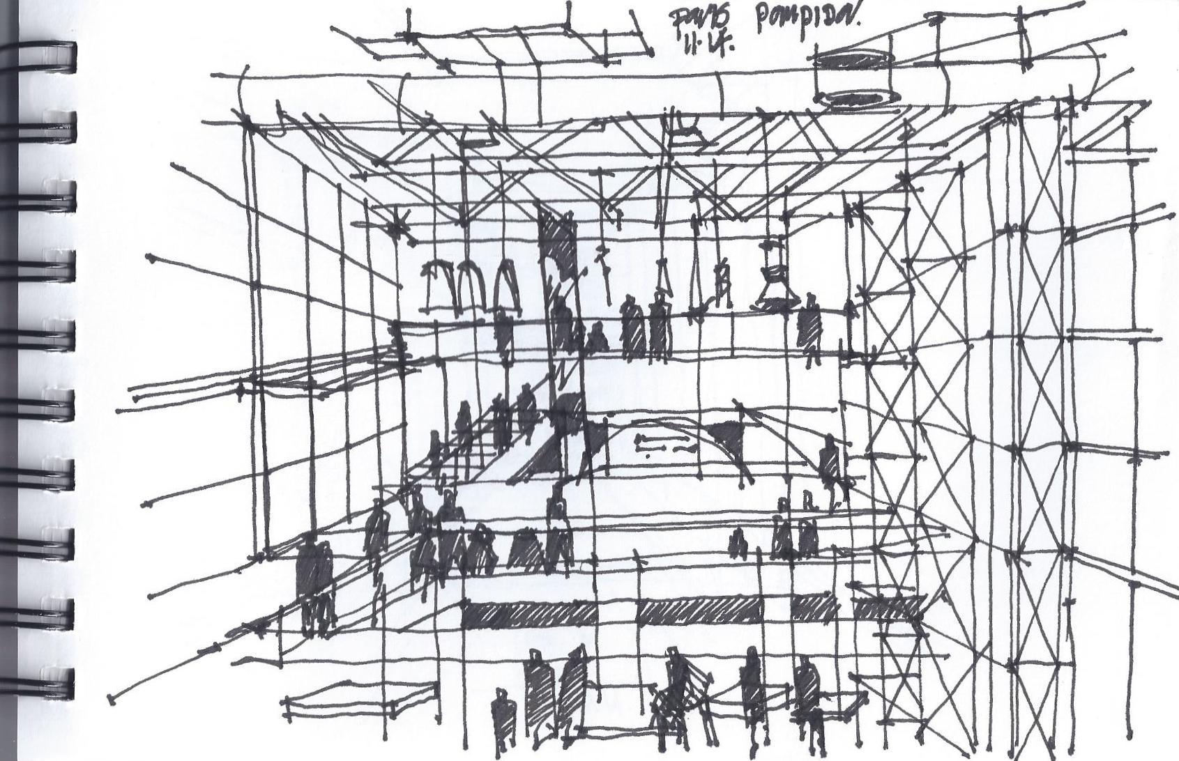 Pompidou Center Interior Main Atrium, Paris, November 2014