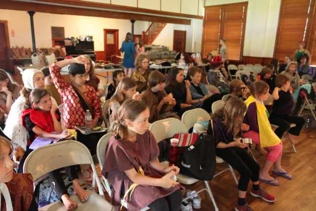 Camp moves along quickly, and pretty soon it's our performance week. Here it's our morning meeting before one of our last rehearsals.