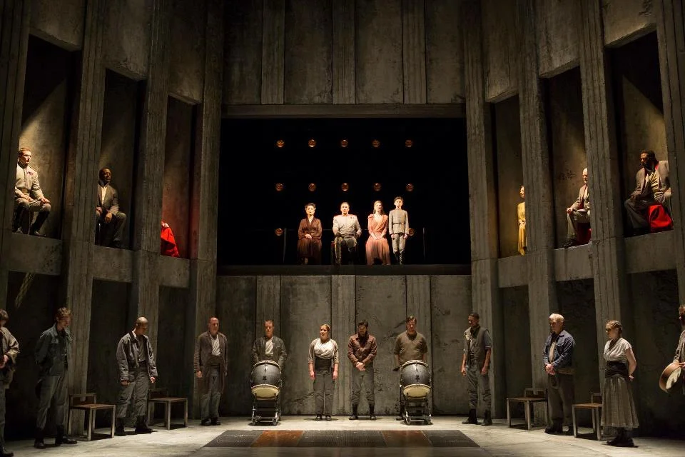 Cast of Coriolanus , directed by David Muse and starring Patrick Page, Shakespeare Theatre Company, 2013. Me as Menenius; I am in the middle arch above and to the right.