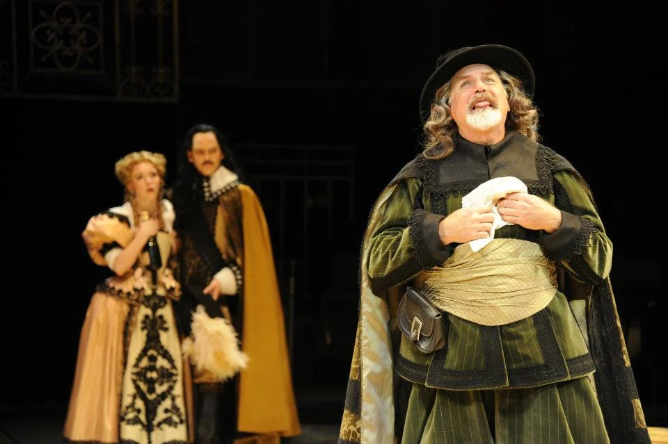 M. Geronte in The Liar , Denver Center Theatre Company, 2011. With Amelia Pedlow and John-Michael Mars.