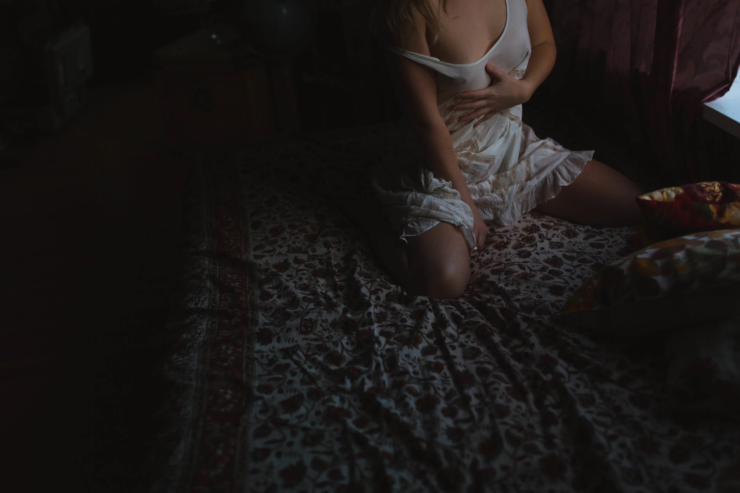 intimate photo of women on bed, Victoria boudoir photographer
