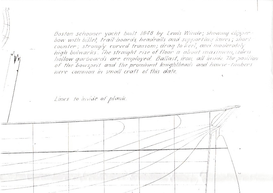 Part of the plans used to build Windeward Bound, prior to modifications made to meet safety requirements.