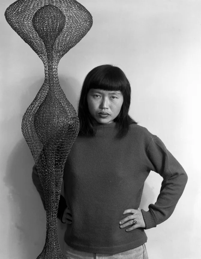 Ruth Asawa with Hanging Sculpture, nd