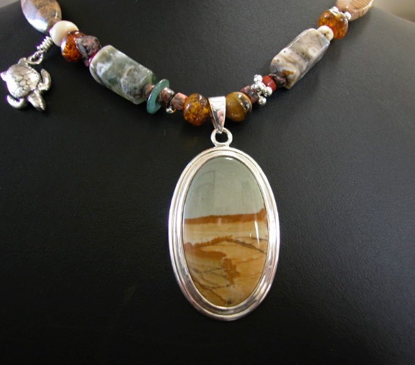 Owyhee Picture Jasper. Silver 925 - Sold