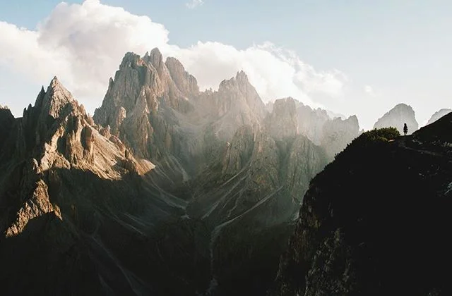 One of my favourite moments hiking so far. Entering the Dolomites range two years ago in Italy 🇮🇹. @tidyimages on the right showing the scale of these giants ⛰
