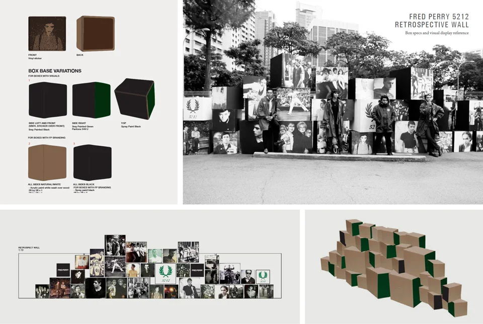 Retrospective Wall – A photo montage wall created for Fred Perry Singapore, 60 years of Subculture anniversary
