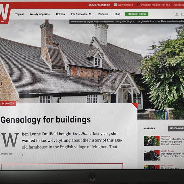 Thrilled to be featured in Dutch weekly news magazine Elsevier Weekblad this week! Particularly as I'm half Dutch! The piece, by Patrick van Lonkhuijzen, revolves around a house we researched recently that had been the home of three generations of wh