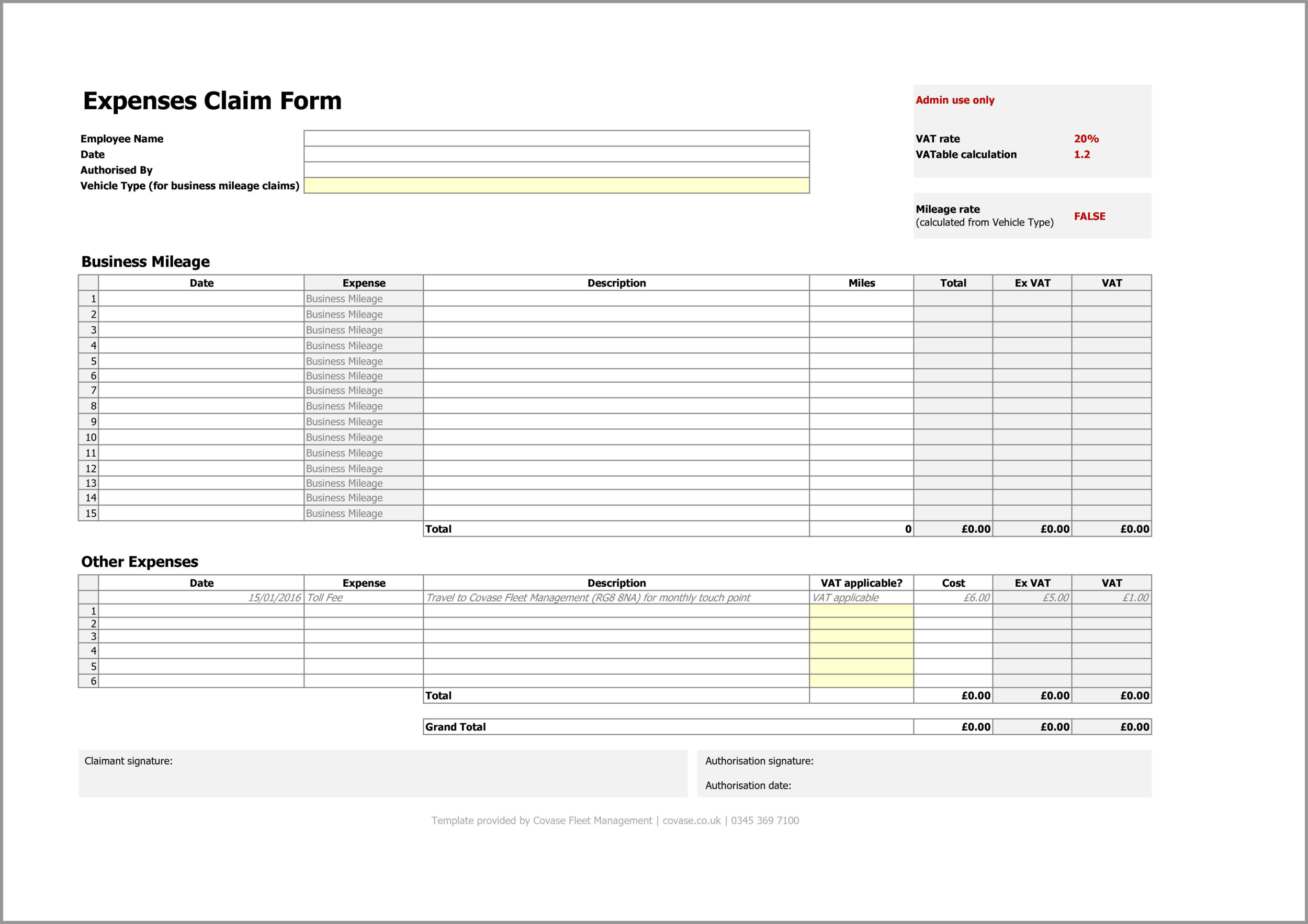 Expenses Form Template
